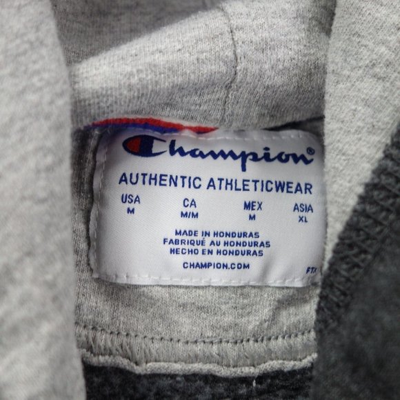 Champion Hoodie Mens Medium Grey Long Sleeve Drawstring Pullover Fleece Logo - Picture 4 of 9